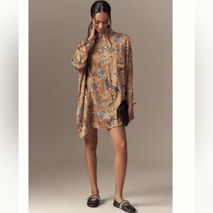 Nwt Corey Lynn Tan Patterned shirt Dress